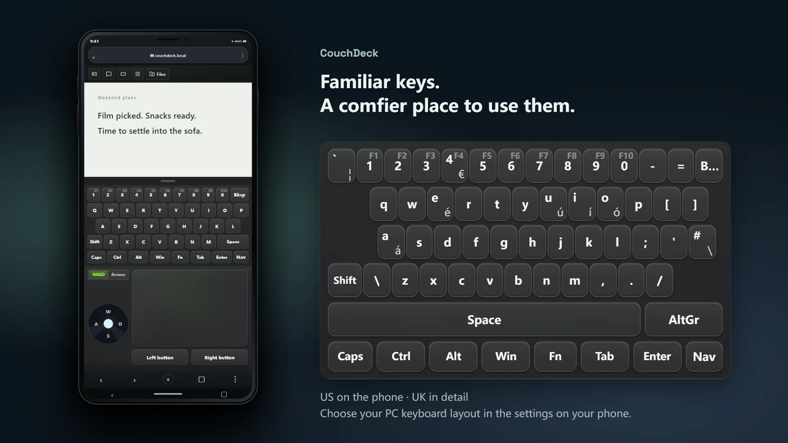 Familiar keys. A comfier place to use them.