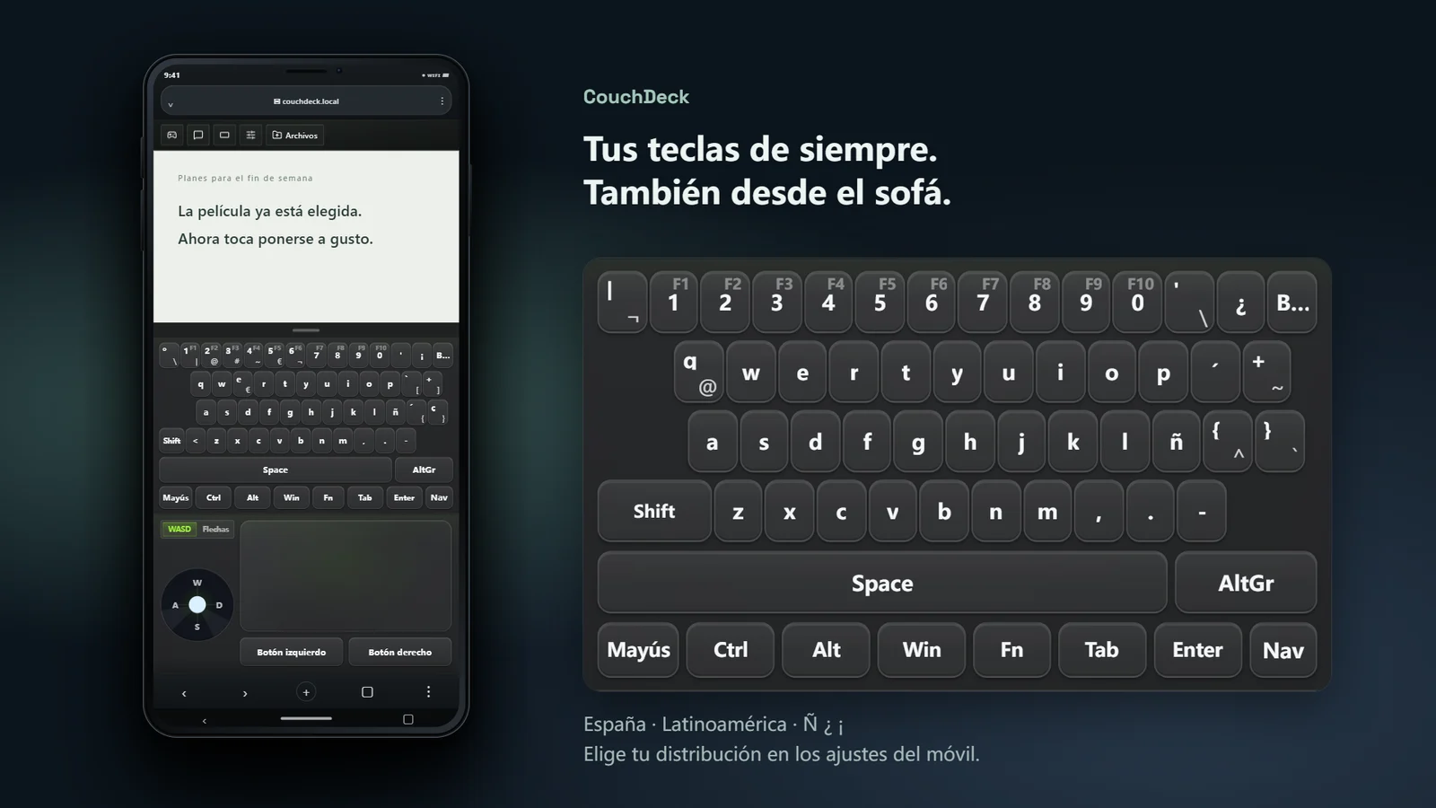 Tus teclas de siempre. También desde el sofá.